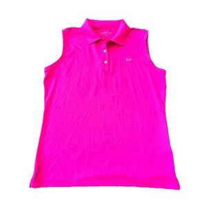 Vineyard Vines Women’s Sleeveless Performance Polo Hot Pink Preppy Golf Medium